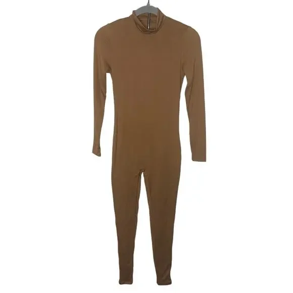 Bumpsuit Penelope Maternity Jumpsuit Turtleneck Long Sleeve Mocha Pregnant Sz S